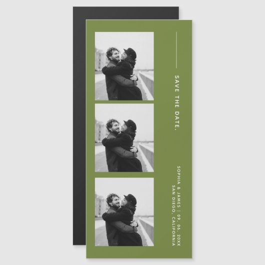 Classic Photo Strip Wedding Magnetic Save The Date Magnetkarte (Vorne/Hinten)