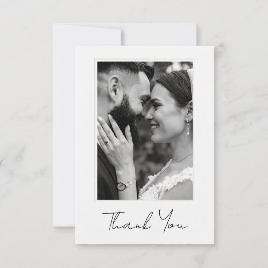 Classic Photo Wedding Flat Thank You Card (Vorderseite)