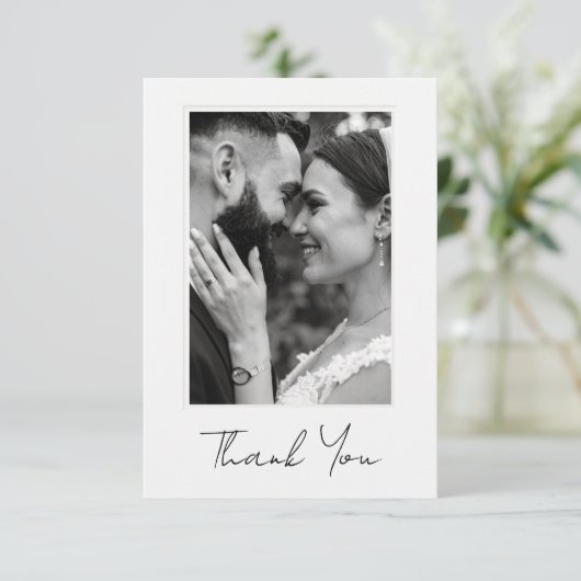 Classic Photo Wedding Flat Thank You Card (Stehend Vorderseite)