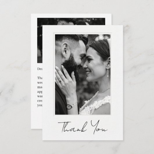 Classic Photo Wedding Flat Thank You Card (Vorne/Hinten)