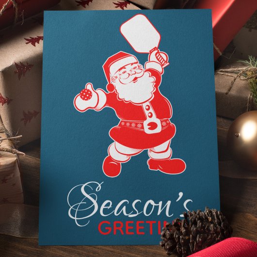 Classic Pickleball Santa Blue Weihnachten