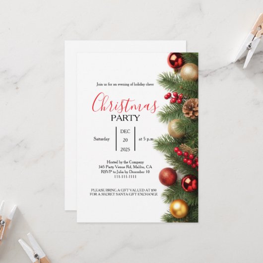 Classic Pine Company Christmas Party Invitation Einladung (Vorderseite/Rückseite Beispiel)