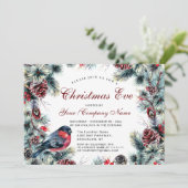 Classic Pine Cone Wreath & Red Bird Christmas Eve Einladung (Stehend Vorderseite)