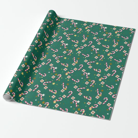Classic Pine Green Christmas Candy Star-Geschenk Geschenkpapier (Ungerollt)