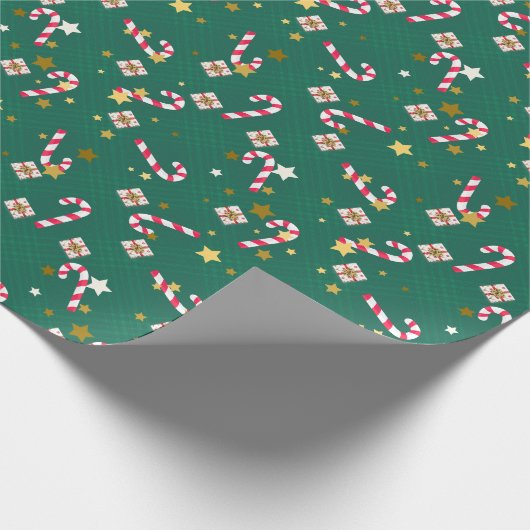 Classic Pine Green Christmas Candy Star-Geschenk Geschenkpapier (Ecke)