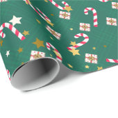 Classic Pine Green Christmas Candy Star-Geschenk Geschenkpapier (Rolleneckpunkt)