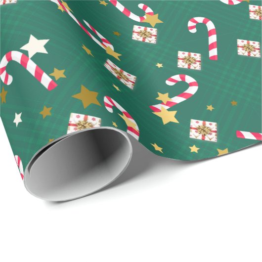 Classic Pine Green Christmas Candy Star-Geschenk Geschenkpapier (Rolleneckpunkt)
