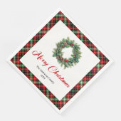 Classic Pine Wreath Christmas Napkin Custom Name Serviette (Ecke)