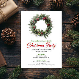 Classic Pine Wreath Christmas Party Editable Einladung
