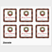 Classic Pine Wreath Holiday Sticker Custom Name (Blatt)