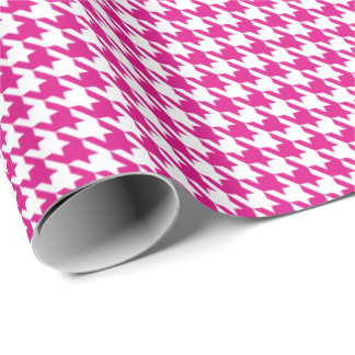 Classic Pink and White Houndstooth Pattern Geschenkpapier
