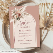 Classic Pink Boho Floral Arch Save the Date Invite Einladung