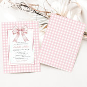 Classic Pink Bow Gingham Girl Baby Shower Einladung
