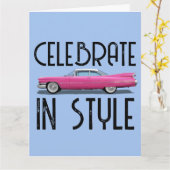 CLASSIC PINK CAR FINDET BIRTHTAGKARTE KARTE (Gelbe Blume)