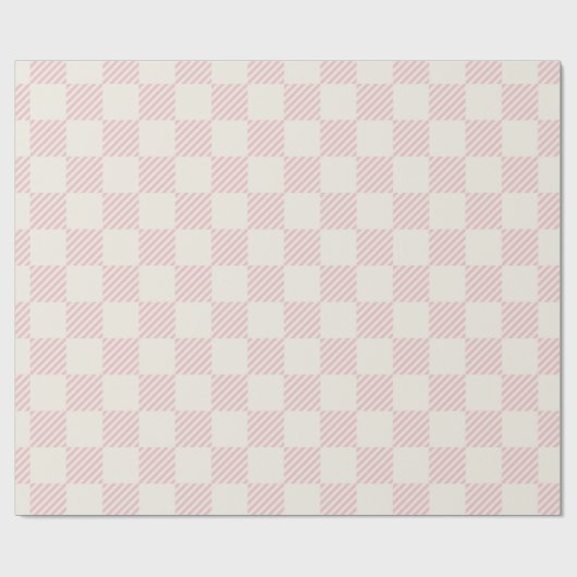 Classic Pink & Cream Diagonal Check Wrapping Paper Geschenkpapier (Flach)
