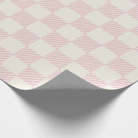 Classic Pink & Cream Diagonal Check Wrapping Paper Geschenkpapier (Ecke)
