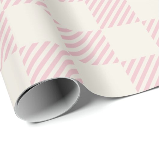 Classic Pink & Cream Diagonal Check Wrapping Paper Geschenkpapier (Rolleneckpunkt)