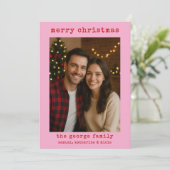 Classic Pink Festive Photo Collage Christmas Card (Stehend Vorderseite)