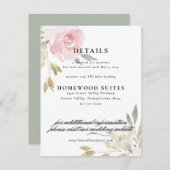 Classic Pink Floral Wedding Guest Information Card Einladung (Vorne/Hinten)