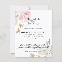 Classic Pink Floral Wedding Guest Information Card Einladung