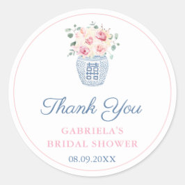 Classic Pink Garden Rose Brautparty Vielen Dank Runder Aufkleber