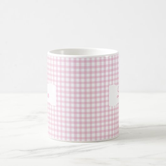 Classic Pink Gingham Personalized Name  Kaffeetasse (Mittel)