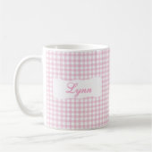 Classic Pink Gingham Personalized Name  Kaffeetasse (Links)