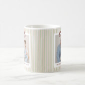 Classic Pink Green Stripes Red Bow Christmas Kaffeetasse (Mittel)