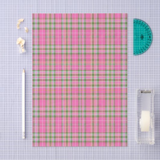 Classic Pink & Green Tartan Plaid Seidenpapier (Handwerk)