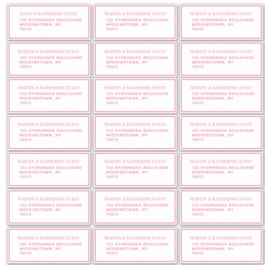 Classic Pink Guest Mailing Labels 21 pro Blatt (Vorderseite)