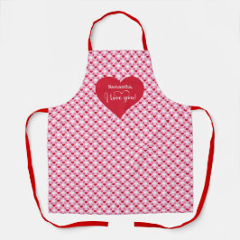 Classic Pink Hearts Apron Valentine I Love You Gif Schürze