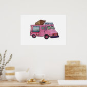 Classic pink ice cream truck with cone on top poster (Küche)