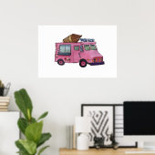 Classic pink ice cream truck with cone on top poster (Heimbüro)