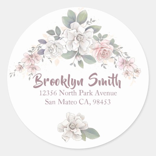 Classic Pink & Ivory Rose Blumenkohl Umschlag Aufk Runder Aufkleber (Vorderseite)