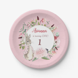 Classic Pink Peter der Kaninchen Floral Geburtstag Pappteller