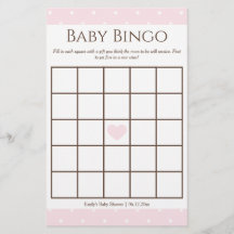 Classic Pink Polka Dot Girl Baby Shower Bingo Spie
