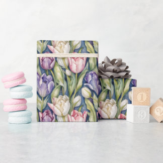 Classic Pink, Purple, Whute Tulips Geschenkpapier