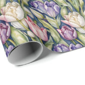 Classic Pink, Purple, Whute Tulips Geschenkpapier (Rolleneckpunkt)