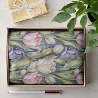 Classic Pink, Purple, Whute Tulips Seidenpapier