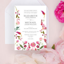 Classic Pink QR Code Blume Hochzeiten Einladung