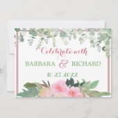 CLASSIC Pink Rose Floral Hochzeitstag Gerettet Einladung (Rückseite)