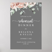 Classic Pink Rose Gray Probe Dinner Herzlich Willk Poster (Vorne)