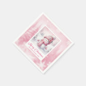 Classic Pink Snowman Christmas Scene Napkins Kids Serviette (Ecke)