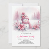 Classic Pink Snowman Kids Christmas Invite Digital Einladung (Vorderseite)