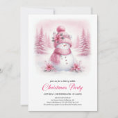 Classic Pink Snowman Kids Digital Christmas Invite Einladung (Vorderseite)