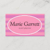 Classic Pink Stripe Business Card Visitenkarte (Vorderseite)