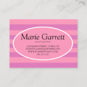 Classic Pink Stripe Business Card Visitenkarte (Rückseite)