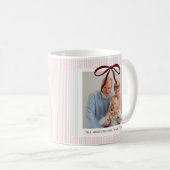 Classic Pink Stripes Red Bow Christmas Kaffeetasse (VorderseiteRechts)