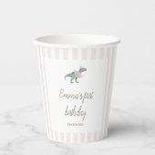 Classic Pink T Rex Tutu Girl Birthday Paper Cups Pappbecher (Vorderseite)