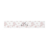Classic Pink Victorian Floral Monogram Wedding Einladungsbanderole (Flach)